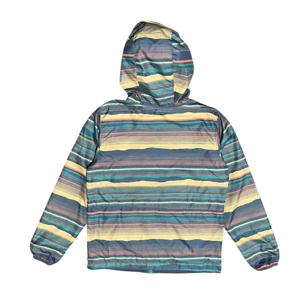 Columbia Kids Reversible Striped Hooded Windbreaker Jacket‎ M 10/12 Outdoor